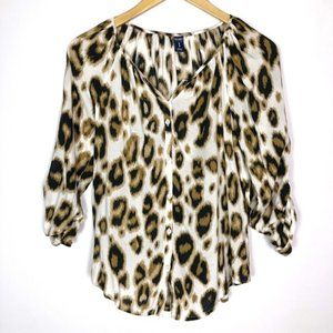 Old Navy Leopard Print 3/4 Sleeve Blouse